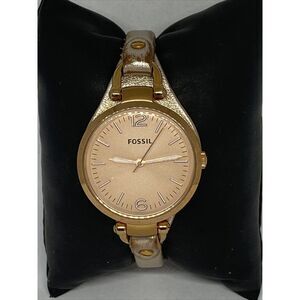 Fossil ES418 Women's Leather Rose Gold Analog Dial Quartz Wrist Watch LB294